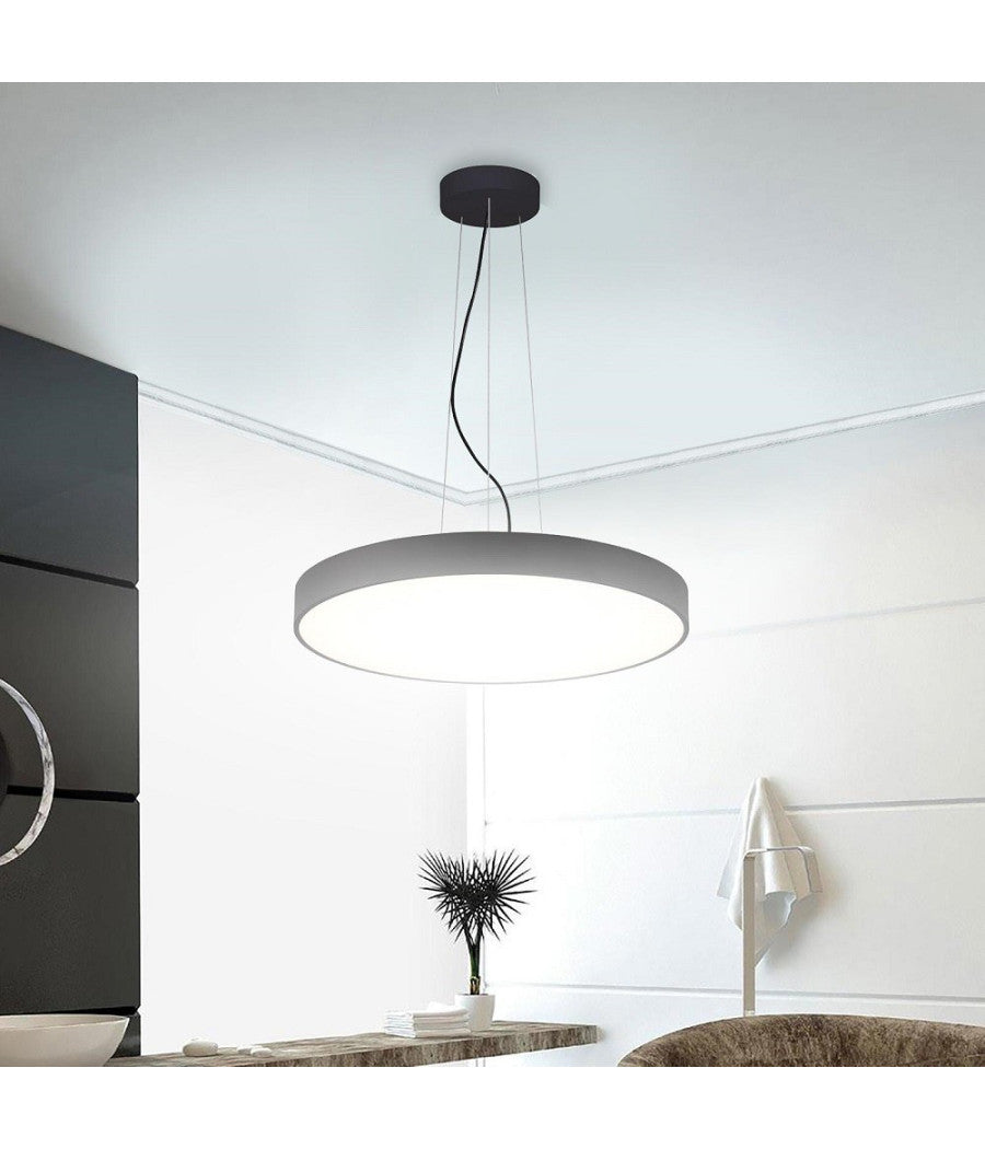 Lampadario Pendente Cerchio 60cm Led 65w Lampada Up Down Moderna 2 Temperature Luce         