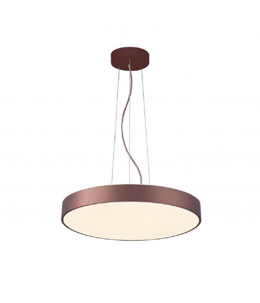 Lampadario Pendente Cerchio 60cm Led 65w Lampada Up Down Moderna 2 Temperature Luce  Marrone       