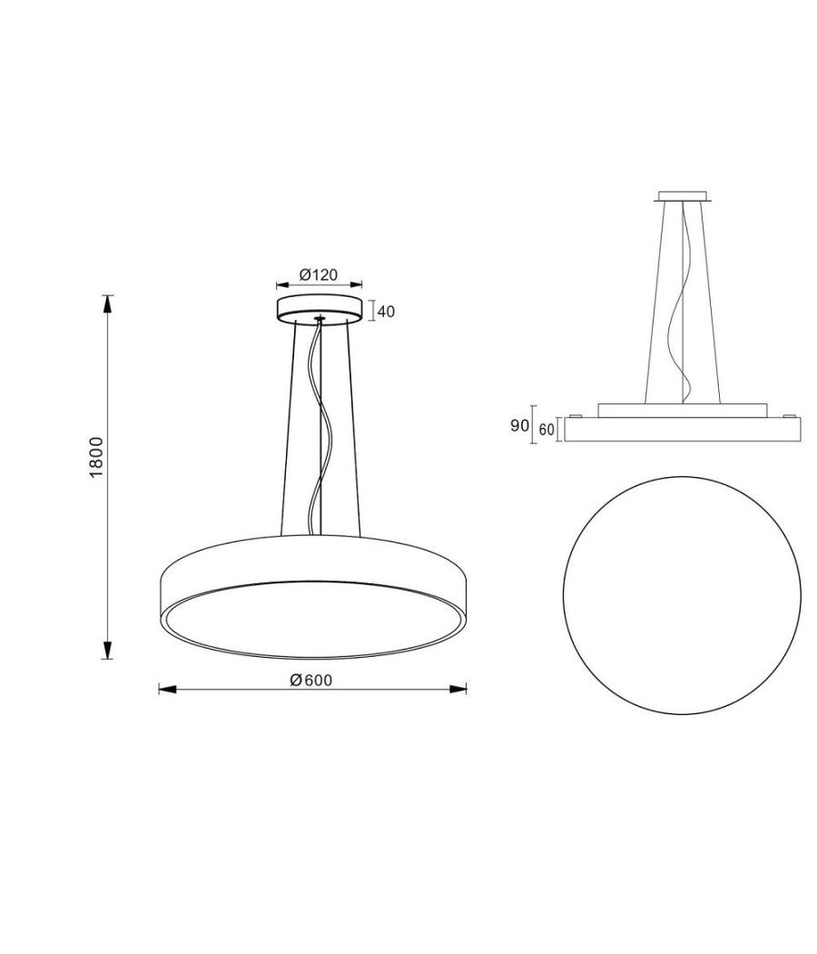 Lampadario Pendente Cerchio 60cm Led 65w Lampada Up Down Moderna 2 Temperature Luce         