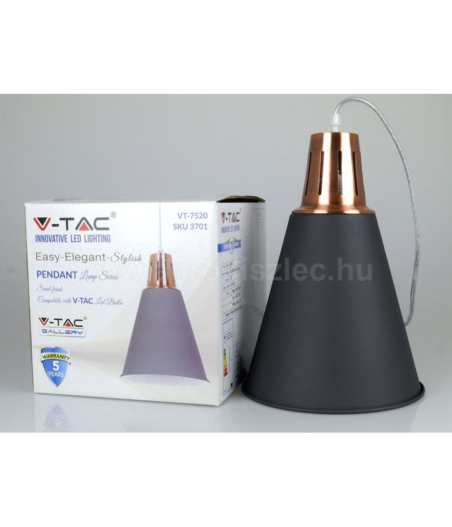 Lampadario Pendente Lampada A Sospensione Colore Nero Sabbia Alluminio Vt-7520         