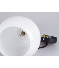 Lampadario Pendente Lampada A Sospensione In Legno E Vetro Bianco Chiaro Rotondo         