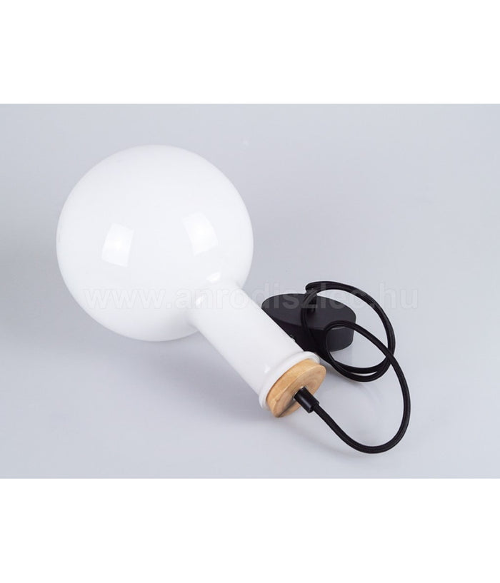 Lampadario Pendente Lampada A Sospensione In Legno E Vetro Bianco Chiaro Rotondo         