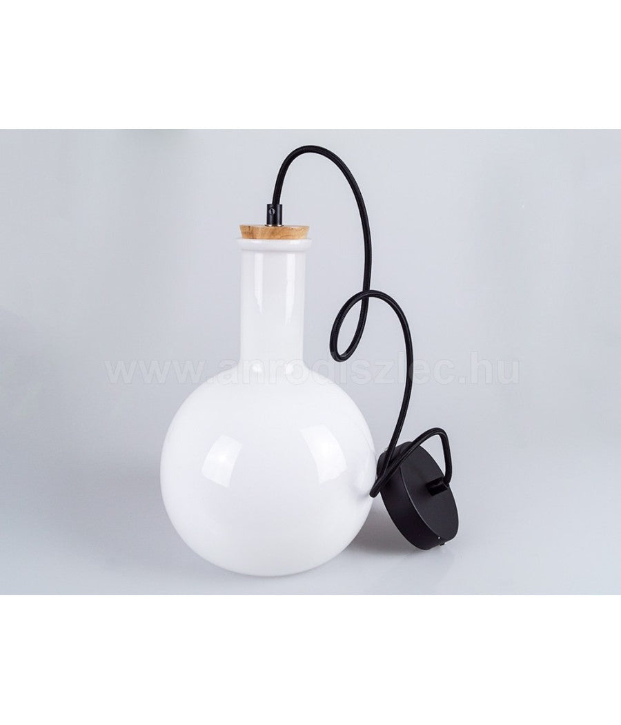 Lampadario Pendente Lampada A Sospensione In Legno E Vetro Bianco Chiaro Rotondo         