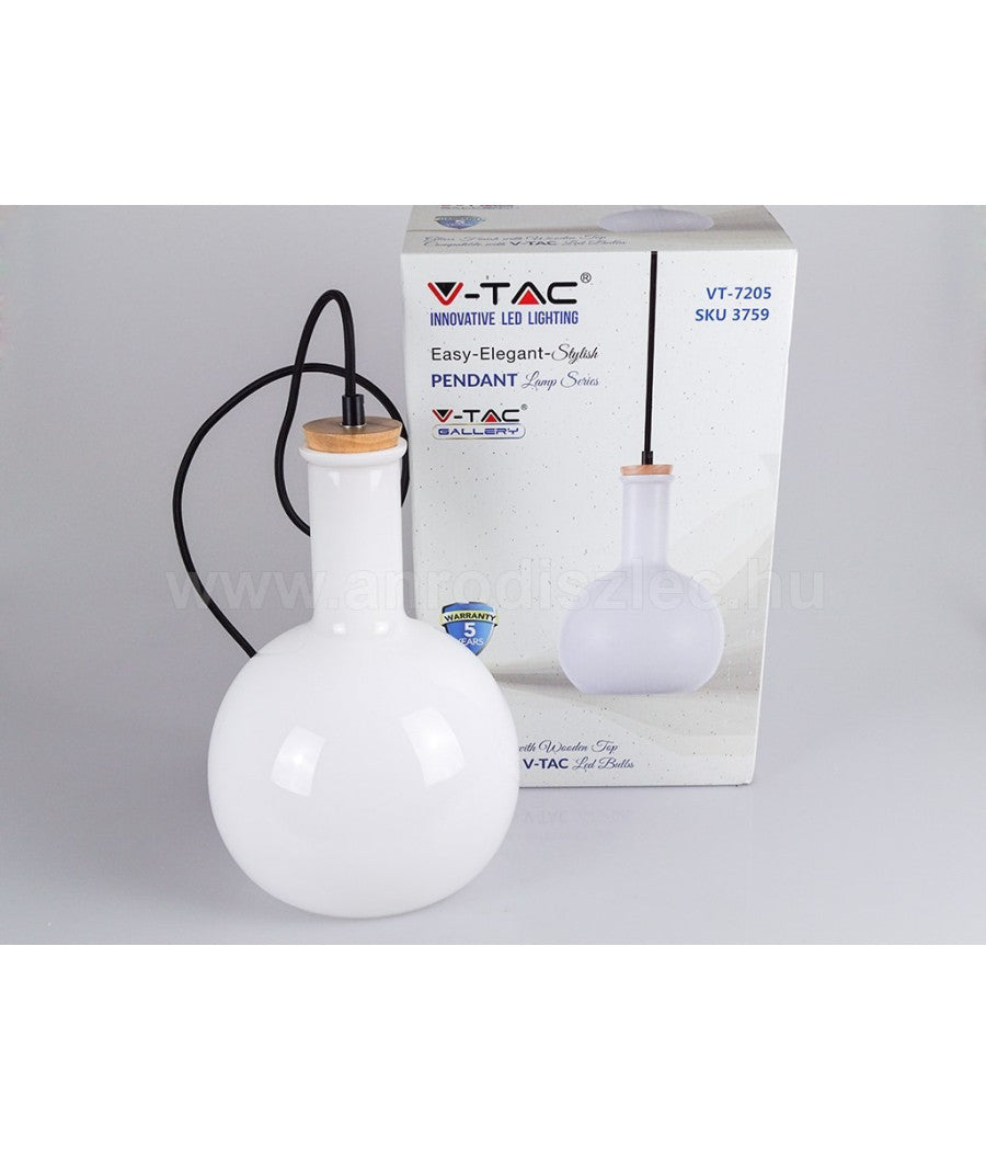 Lampadario Pendente Lampada A Sospensione In Legno E Vetro Bianco Chiaro Rotondo         