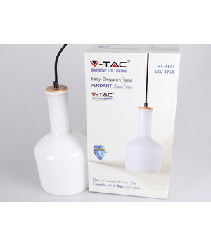 Lampadario Pendente Lampada A Sospensione In Legno E Vetro Chiaro Moderno 7177         