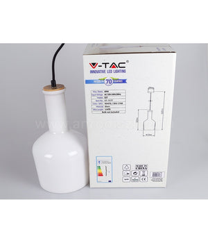 Lampadario Pendente Lampada A Sospensione In Legno E Vetro Chiaro Moderno 7177         