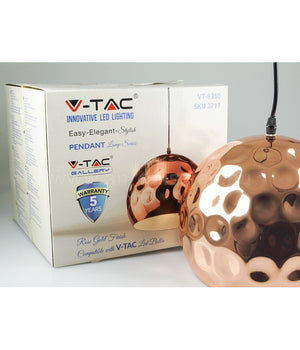 Lampadario Pendente Lampada A Sospensione In Metallo Cono Oro Rosa Rame Vt-8250         