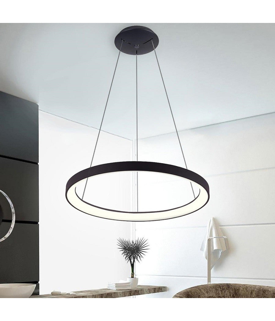 Lampadario Pendente Led 30w Cct Lampada Sospensione Circolare 38m Luce Cucina Bar         