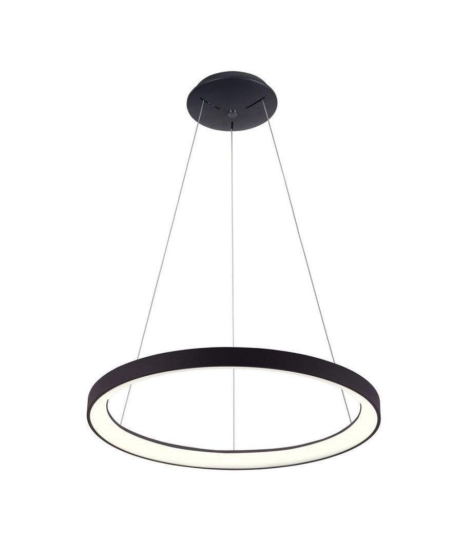 Lampadario Pendente Led 42 W Cct Lampada Sospensione Circolare 58cm Luci Ufficio  Nero       