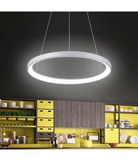 Lampadario Pendente Led 42 W Cct Lampada Sospensione Circolare 58cm Luci Ufficio         
