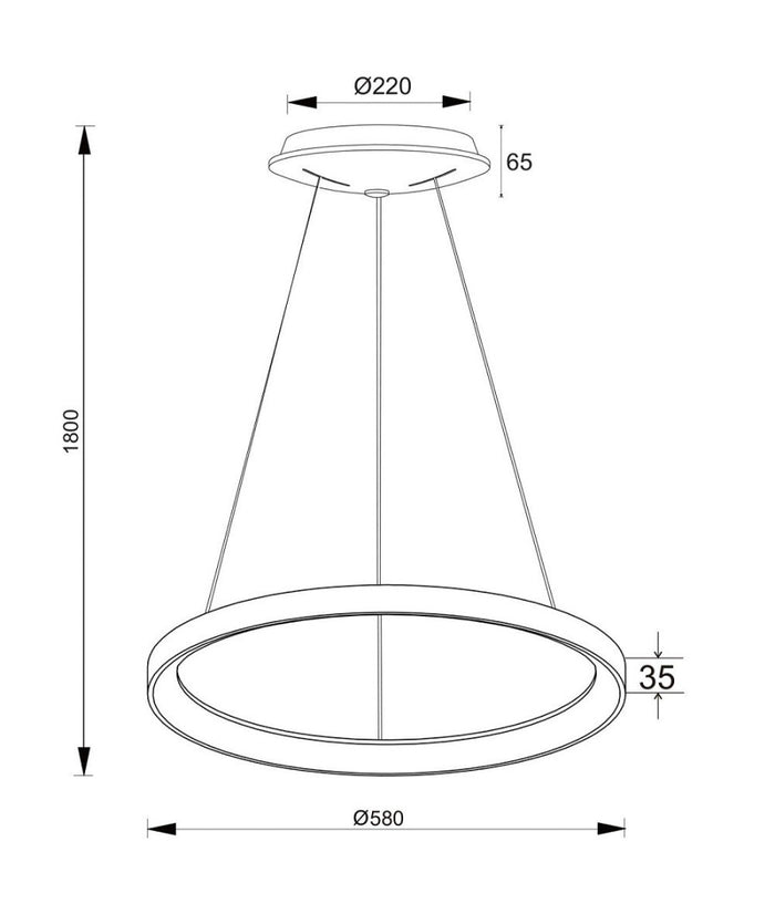 Lampadario Pendente Led 42 W Cct Lampada Sospensione Circolare 58cm Luci Ufficio         