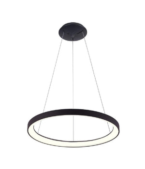 Lampadario Pendente Led 60 Watt Cct Lampada Sospensione Circolare 78cm Luci 230v  Nero       
