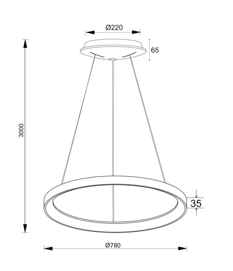 Lampadario Pendente Led 60 Watt Cct Lampada Sospensione Circolare 78cm Luci 230v         