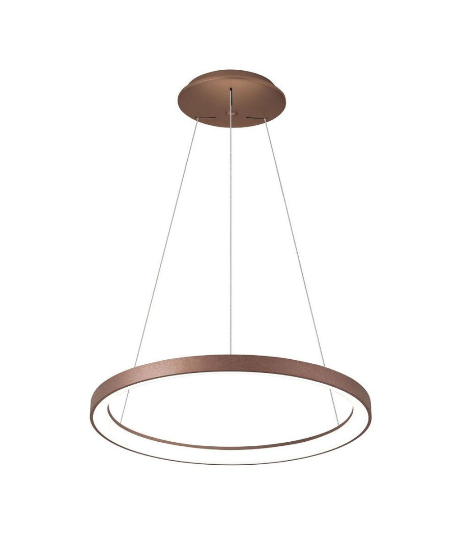 Lampadario Pendente Led 60 Watt Cct Lampada Sospensione Circolare 78cm Luci 230v  Marrone       