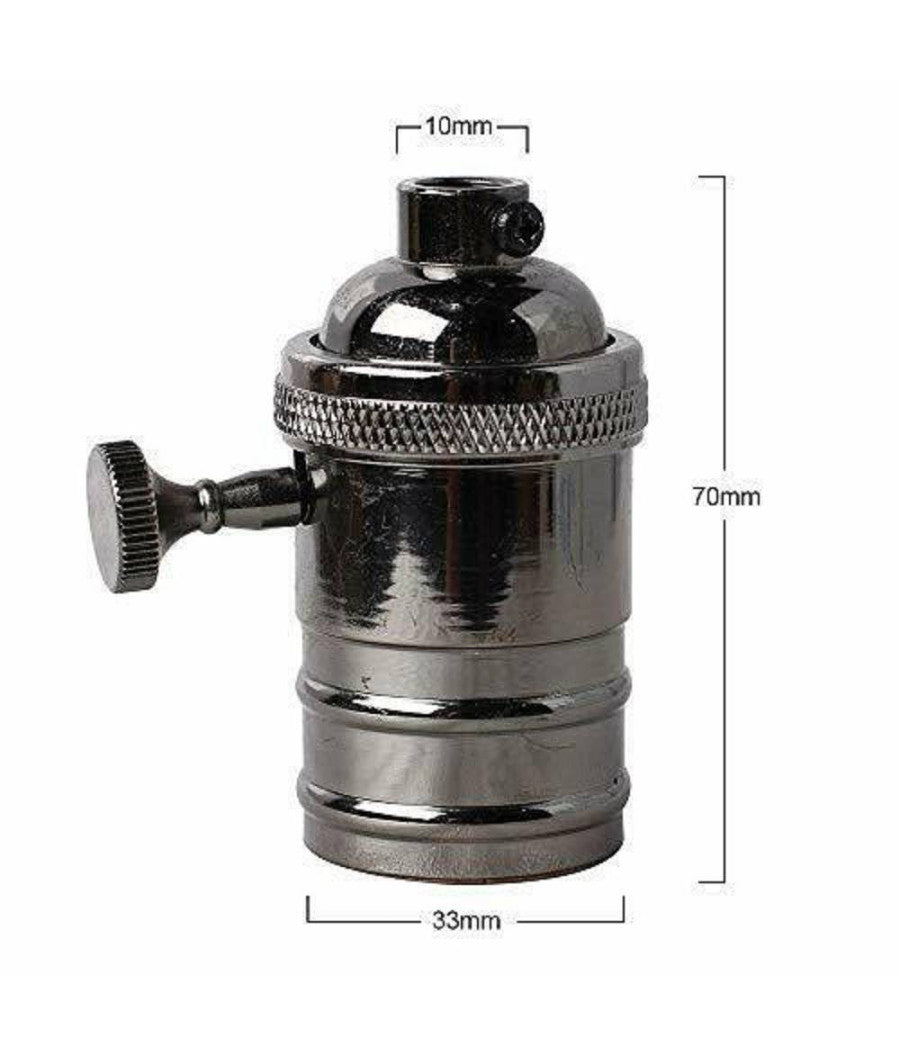 Lampadario Pendente Vintage Da Soffitto Sospensione E27 Con Interruttore Nero Metal         