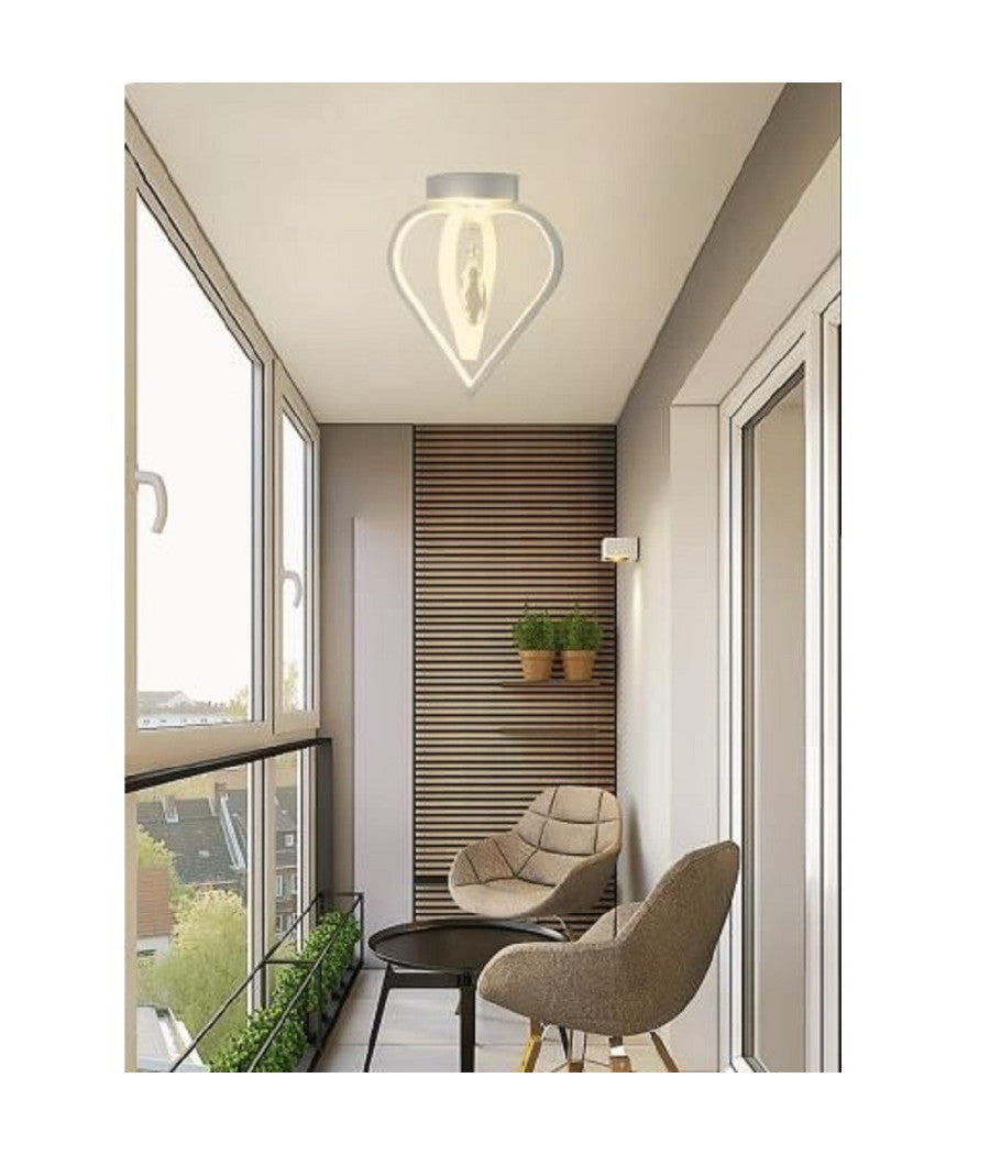 Lampadario Plafoniera A Soffitto 2 Cuori Pendente Luce 6500k 4000k 3000k Pn-01b  -bianco Caldo      -