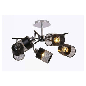 Trade Shop - Lampadario Plafoniera A Soffitto Con 5 Paralumi Lampade Attacco E27 In Metallo 00280         