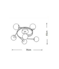 Lampadario Plafoniera A Spirale 6 Spere Attacco G9 Lampada Soffitto Bronzo C34-6         