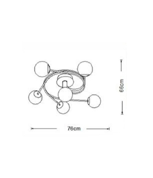 Lampadario Plafoniera A Spirale 6 Spere Attacco G9 Lampada Soffitto Bronzo C34-6         