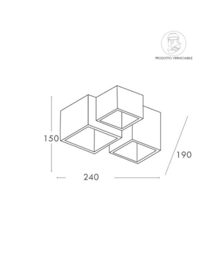 Lampadario Plafoniera Lampada A Soffitto 3 Cubi Gesso Portalampada Gu10 Gs-c06-3         