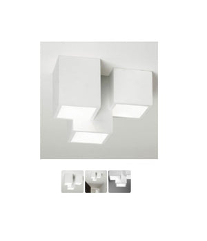 Lampadario Plafoniera Lampada A Soffitto 3 Cubi Gesso Portalampada Gu10 Gs-c06-3         