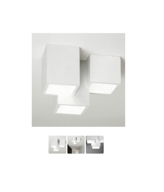 Lampadario Plafoniera Lampada A Soffitto 3 Cubi Gesso Portalampada Gu10 Gs-c06-3         