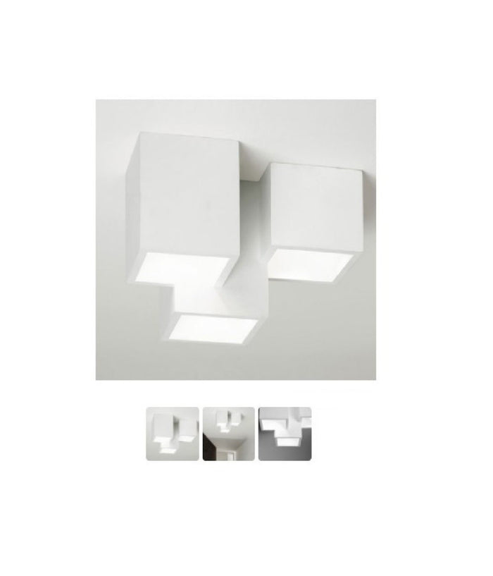 Lampadario Plafoniera Lampada A Soffitto 3 Cubi Gesso Portalampada Gu10 Gs-c06-3         