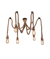Lampadario Ragno Sospensione 6 Corde Portalampada E27 Lampada Country Retro B59-6         
