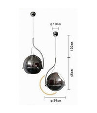 Lampadario Sfera Vetro Pendente Globo E27 Lampada Orientabile Sospensione Lp-87  Argento       