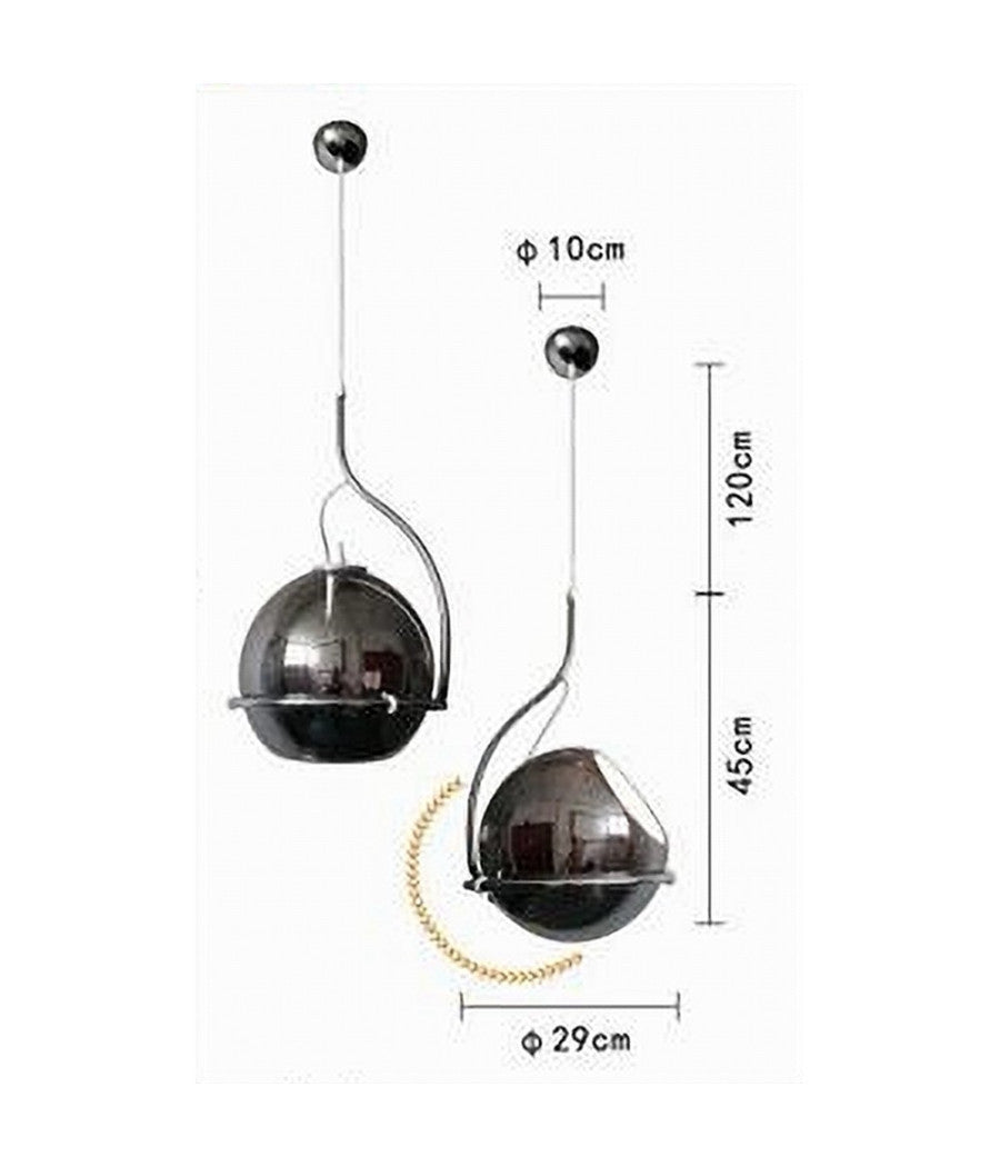 Lampadario Sfera Vetro Pendente Globo E27 Lampada Orientabile Sospensione Lp-87  Argento       