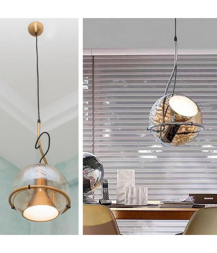 Lampadario Sfera Vetro Pendente Globo E27 Lampada Orientabile Sospensione Lp-87         