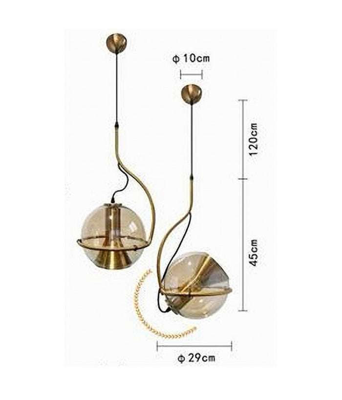 Lampadario Sfera Vetro Pendente Globo E27 Lampada Orientabile Sospensione Lp-87  Oro       