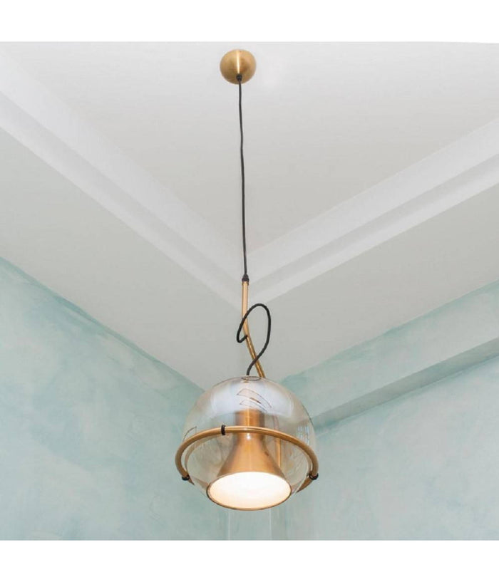 Lampadario Sfera Vetro Pendente Globo E27 Lampada Orientabile Sospensione Lp-87         