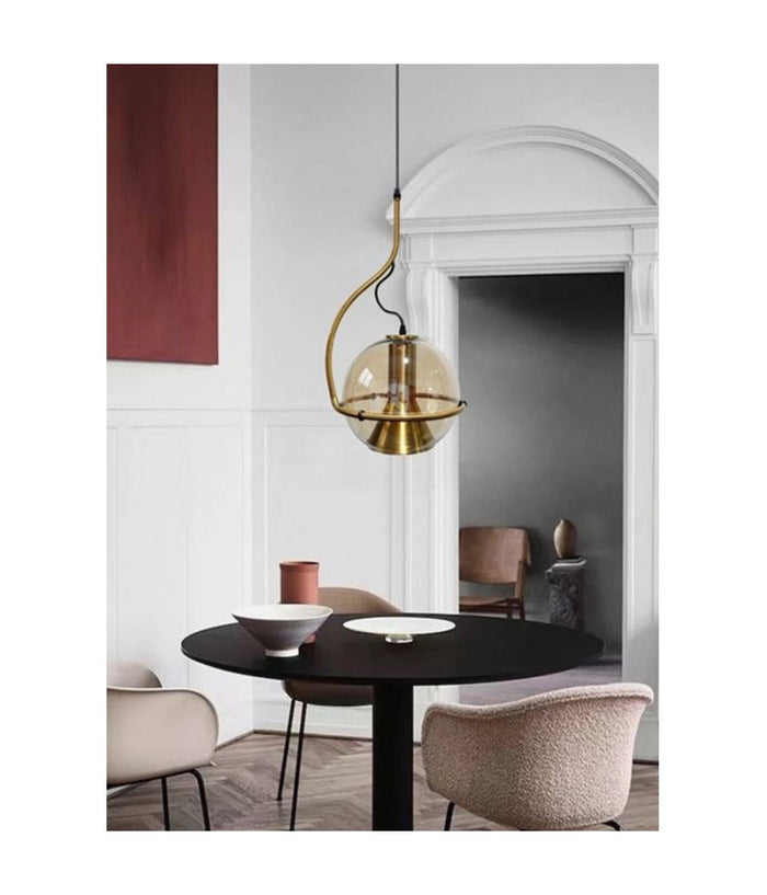 Lampadario Sfera Vetro Pendente Globo E27 Lampada Orientabile Sospensione Lp-87  Oro       