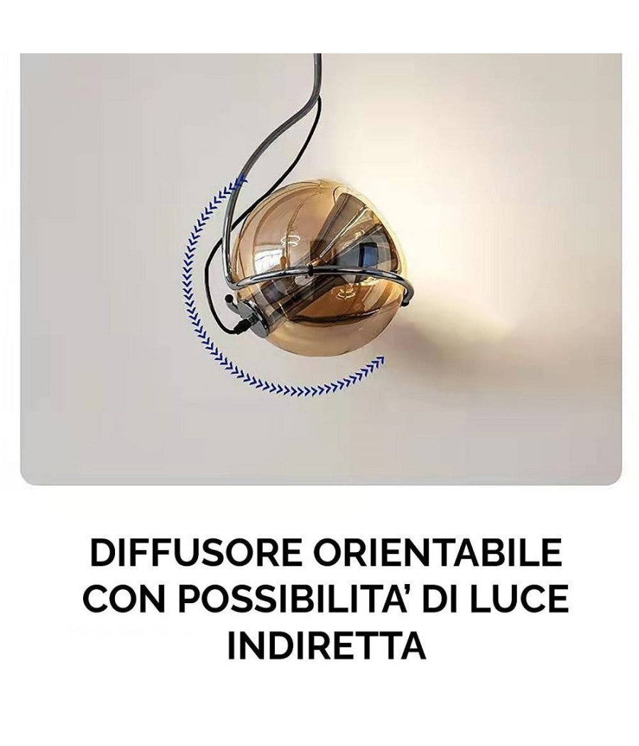 Lampadario Sfera Vetro Pendente Globo E27 Lampada Orientabile Sospensione Lp-87         