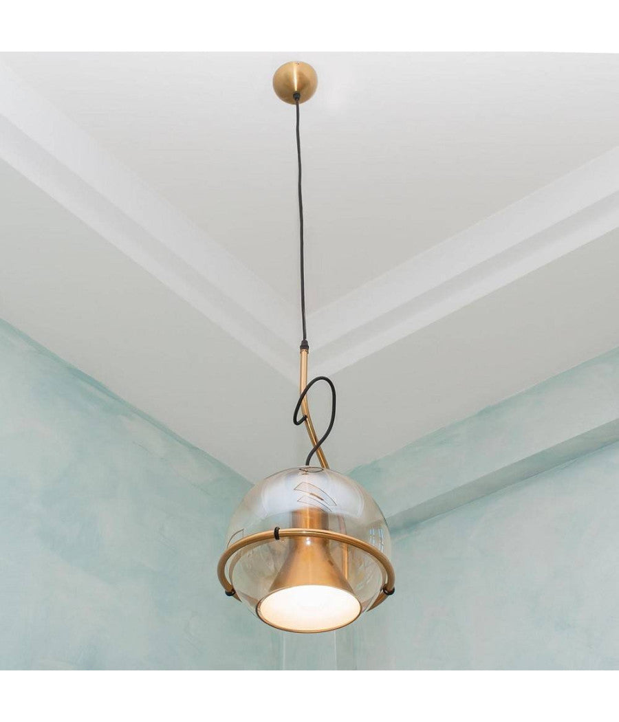 Lampadario Sfera Vetro Pendente Globo E27 Lampada Orientabile Sospensione Lp-87         