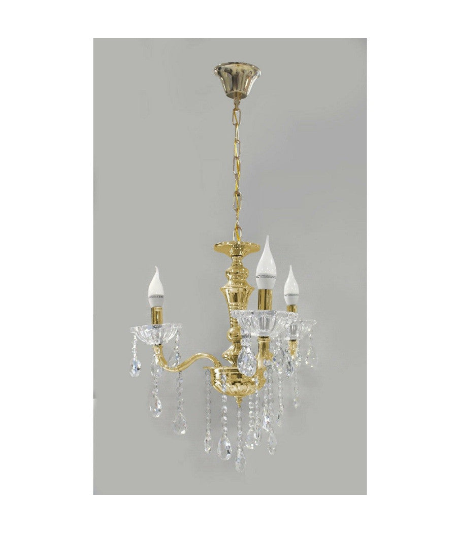 Lampadario Soffitto 3 Bracci A Sospensione Con Catena Gocce Pendenti Lampada A26         