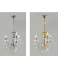 Lampadario Soffitto 3 Bracci A Sospensione Con Catena Gocce Pendenti Lampada A26         