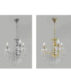 Lampadario Soffitto 3 Bracci A Sospensione Con Catena Gocce Pendenti Lampada A26         