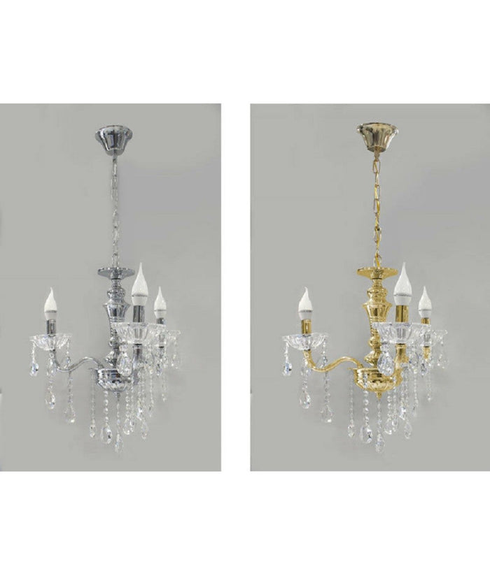 Lampadario Soffitto 3 Bracci A Sospensione Con Catena Gocce Pendenti Lampada A26         