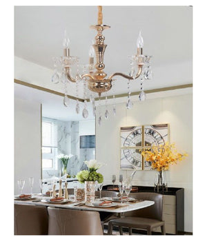 Lampadario Soffitto 3 Bracci A Sospensione Con Catena Gocce Pendenti Lampada A26         