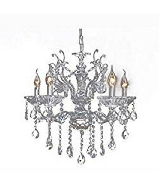 Lampadario Soffitto 5 Bracci A Sospensione Con Catena Gocce Pendenti Lampada A12         