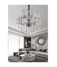 Lampadario Soffitto 5 Bracci A Sospensione Con Catena Gocce Pendenti Lampada A12         