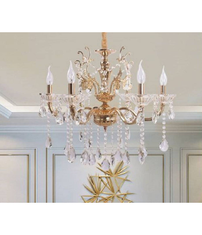 Lampadario Soffitto 6 Bracci Sospensione Plafoniera Sfere Cristalli Pendenti A18         