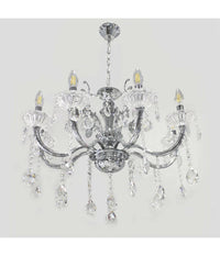 Lampadario Soffitto 6 Bracci Sospensione Plafoniera Sfere Cristalli Pendenti A18  Argento       