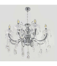 Lampadario Soffitto 8 Bracci Attacco E14 Pendenti Acrilico Oro Argento A19         