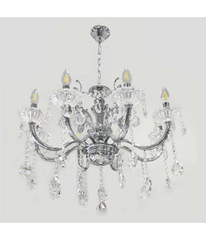 Lampadario Soffitto 8 Bracci Attacco E14 Pendenti Acrilico Oro Argento A19         