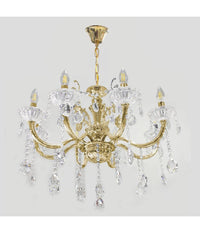 Lampadario Soffitto 8 Bracci Attacco E14 Pendenti Acrilico Oro Argento A19  Oro       