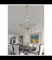 Lampadario Soffitto A Sospensione Classico 3 Bracci E14 Effetto Cristallo A60-3         