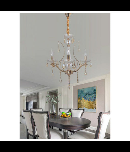 Lampadario Soffitto A Sospensione Classico 3 Bracci E14 Effetto Cristallo A60-3         